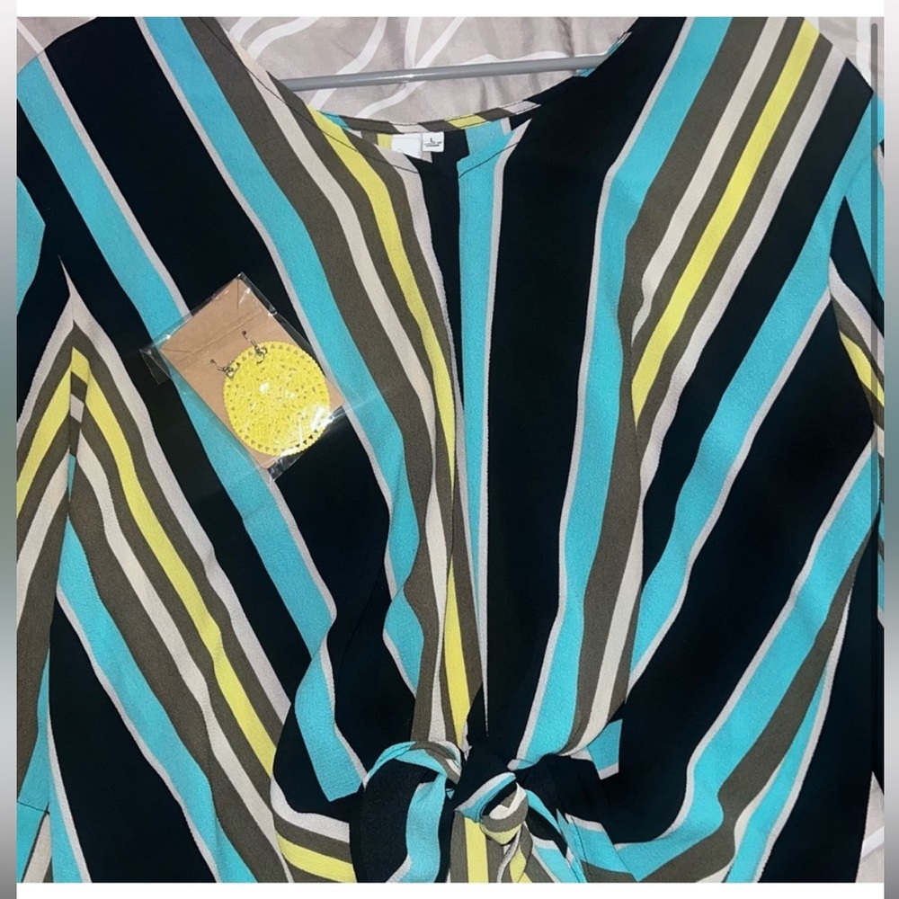 Striped Tie-Front Blouse
